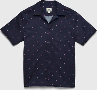 Surfside Supply Mens Mariner Printed Camp Collar Shirt In Palm Navy