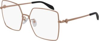 Alexander McQueen Ladies Black Square Eyeglass Frames AM0276O 003