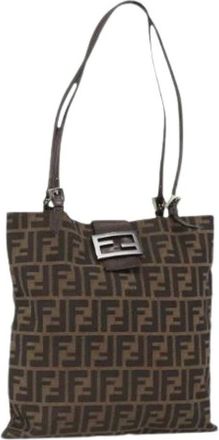 Fendi Pre-owned Shoulder Bags, female, Brown, Size: ONE SIZE Pre-owned Zucca Canvas Tote Bag