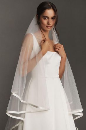 Watters Satin-Trim Fingertip Veil