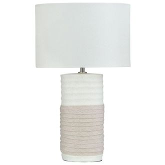 Beliani Beliani - L&aacute;mpara De Mesa Con Pantalla En Forma De Tambor De Lino Con Base De Cer&aacute;mica Beige Navia