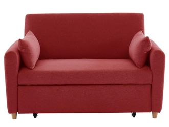 VENTE-UNIQUE.COM Sof&aacute; cama poli&eacute;ster 2 plazas rojo 140x87cm