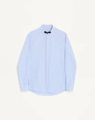 Valentino Camicia a maniche lunghe Valentino in cotone a righe con alamaro Uomo AZZURRO 38