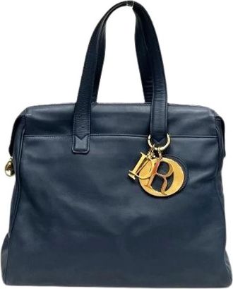 Dior Pre-owned Handbags, female, Blue, Size: ONE SIZE Pre-owned Leather Handbag