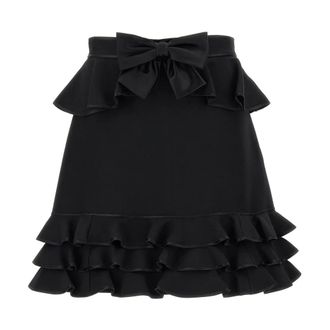 Valentino Short Skirts, female, Black, Size: S Crepe Couture Solid Skirt