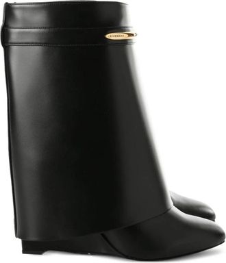 Givenchy Shark Lock Wedge Boot - Dames - Hoge Laarzen - Zwart - 36 1/2 EU - Leer - Schoenen