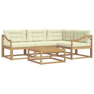 vidaXL Conjunto De Sof&aacute;s De Exterior 5 Pcs Blanco Y Crema Vidaxl