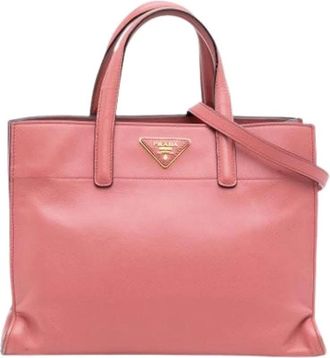 Prada Pre-owned Handbags, female, Pink, Size: ONE SIZE Pre-owned Saffiano Satchel