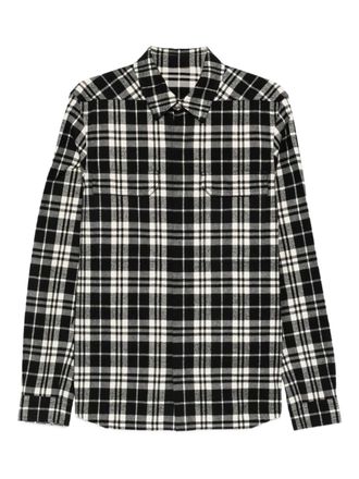 Rick Owens plaid flannel shirt - men - Organic Cotton - 52 - Black