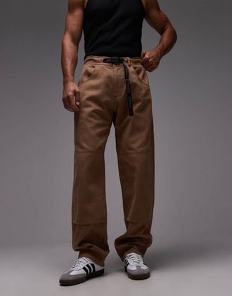 Gramicci El Cap - Pantaloni dritti marrone chiaro con ginocchia doppiate