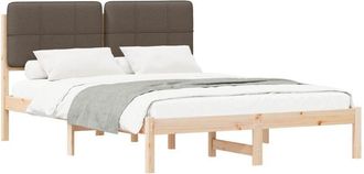 vidaXL Estructura De Cama Con Cabecera Tapizada Taup&eacute; 140 X 190 Cm Vidaxl