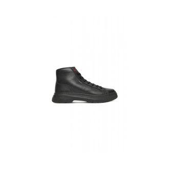 HUGO BOSS Schoenen, Heren, Zwart, 42 EU, Leer, High-Top Boots van generfd leer