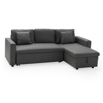 Happy Garden Sof&aacute; cama esquinero de 3 plazas en polipiel gris