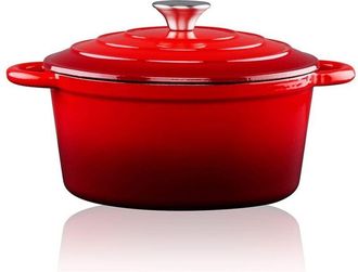 Alpina Cacerola De Hierro Fundido Esmaltado Color Rojo 3,8 L, &Oslash;24 X 11,8 Cm