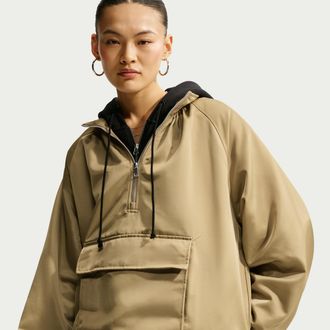 Nike Womens Nike Sportswear Satin 1/4-Zip Anorak in Brown | IV4995-297