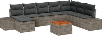 vidaXL Garden Sofa Set with Cushion 9 pcs Grey Poly rattan Vidaxl