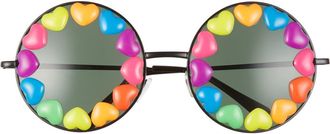 Rad + Refined Rainbow Heart Round Sunglasses in Black/Black Lens at Nordstrom
