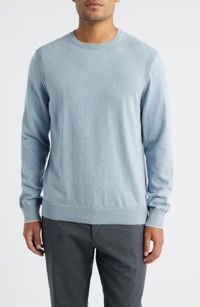 Jack Victor Grassi Crewneck Cotton & Cashmere Sweater in Light Blue at Nordstrom, Size Xx-Large