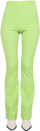 Msgm Womens Plaid Pattern Pants Green Polyester Trousers