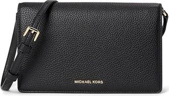 Michael Kors Jet Set Medium Flap Crossbody Cross Body Womens Handbags Black, Leather