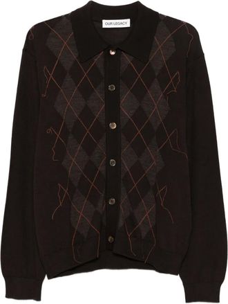 Our Legacy Cardigan a rombi - Marrone