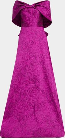 Teri Jon Jacquard Knot Gown