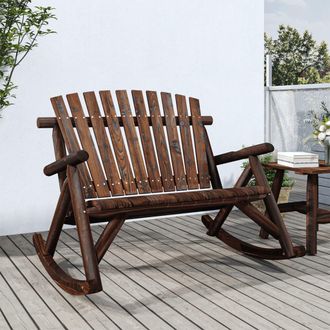 vidaXL Vidaxl - Banco Mecedora De Jard&iacute;n De 2 Plazas Madera Abeto 123x96x102 Cm
