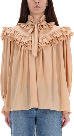 Chlo&eacute; 100% Silk Shirt - Beige