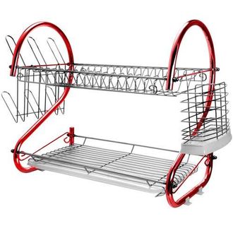 MegaChef 16 Inch Two Shelf Iron Wire Dish Rack in Red at Nordstrom