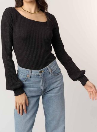 Bloomingdale's Mood For Love Twist Front Rib Long Sleeve In Black