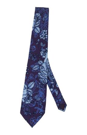 Lords of Harlech Taddeo Merino Wool Tie in Roma Floral Plum at Nordstrom