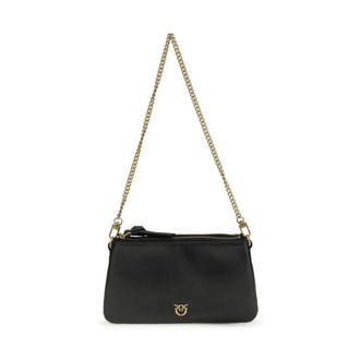 Pinko Double Mini Crossbody Bag - Dames - Schoudertassen - Zwart - ONE Size - Leer - Tassen