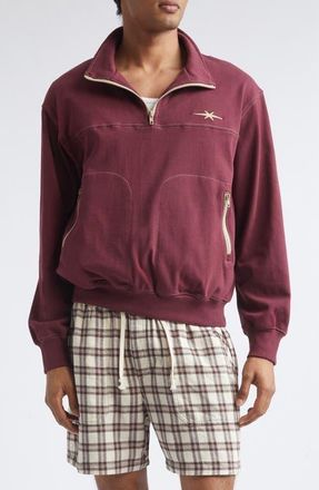 Phipps Bunkhouse Cotton Blend Quarter Zip Pullover in Deep Burgundy at Nordstrom, Size Xx-Large