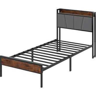 Levede Levede Heavy Duty Single Bed Frame Metal Platform with Storage Headboard 3FT