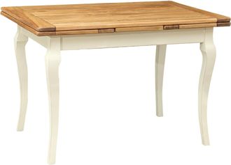 Biscottini International Biscottini - Mesa De Comedor Extensible De Estilo R&pound;stico De Madera Maciza De Tijolo Estructura Acabado Con Efecto Blanco Envejecido