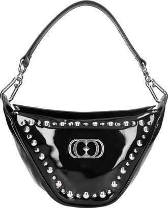 La Carrie Leren Tas met Lak en Studs - Dames - Schoudertassen - Zwart - ONE Size - Leer - Tassen