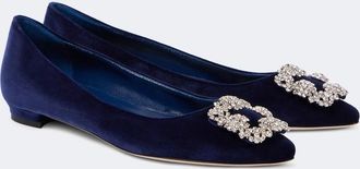 Manolo Blahnik Hangisi embellished velvet ballet flats
