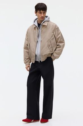 H&M Twill Jacket in Beige/checked at Nordstrom, Size Xx-Large