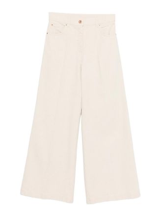 Aspesi Wide-Leg Trousers In Ivory Cotton