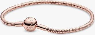 Pandora 14k Rose Gold-Plated Moments Snake Chain Bracelet, Size 21