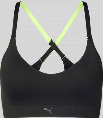 Puma Triangel-BH mit Logo und gekreuzten Tr&auml;gern in Black, Gr&ouml;&szlig;e XL