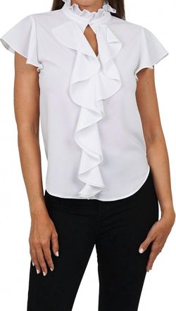 Love Token Trixie Cascade Ruffled Sleeve Blouse In White
