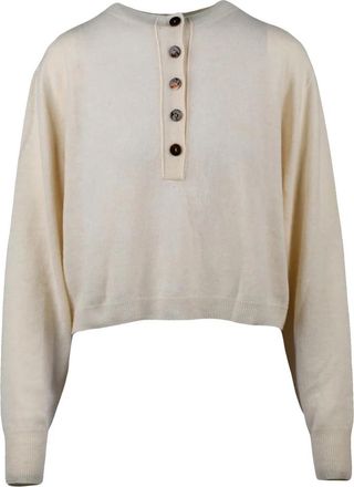 Alysi Serafino Corta Knit - Dames - Ronde hals truien - Beige - XS - Wol - Truien & Vesten