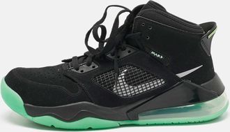 Air Jordan s Black Nubuck Leather Air Jordans Mars 270 Green Glow High Top Sneakers