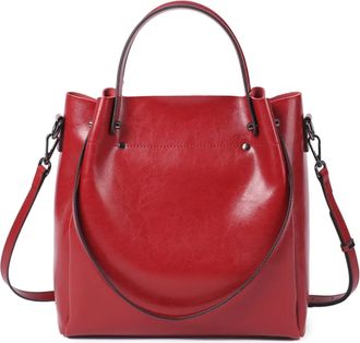 Generic Compatible For Cowhide Genuine Leather Womens Shoulder Bag Tote Large Capacity Crossbody Handbag Commuter Shopping bag(Red)