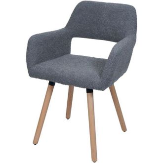 Hhg Nunca Usado] Silla De Comedor Hhg 873 Ii, Silla Silla De Cocina Silla Tapizada, Madera Tela/textil Boucl&eacute; (450g/m&sup2;) Mvg, Gris Oscuro