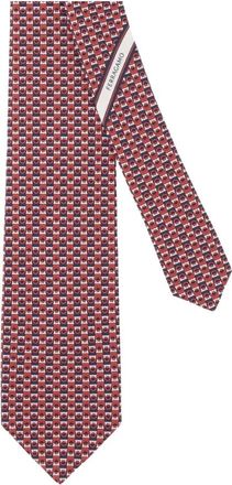 Ferragamo Accessoires, Heren, Rood, ONE Size, Geometric Diagonal Stripe Tie