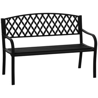 OUTSUNNY Banco de jard&iacute;n 128x58.5x89 cm negro