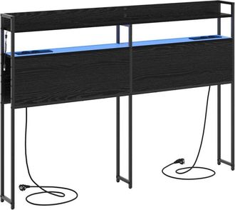 vidaXL Storage Headboard with Shelf Black oak 140 cm Engineered wood Vidaxl