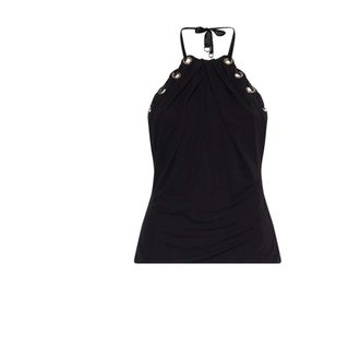 John Richmond Halter Neck Eyelet Lace-up Top - Dames - Tops zonder mouwen - Zwart - S - Tops